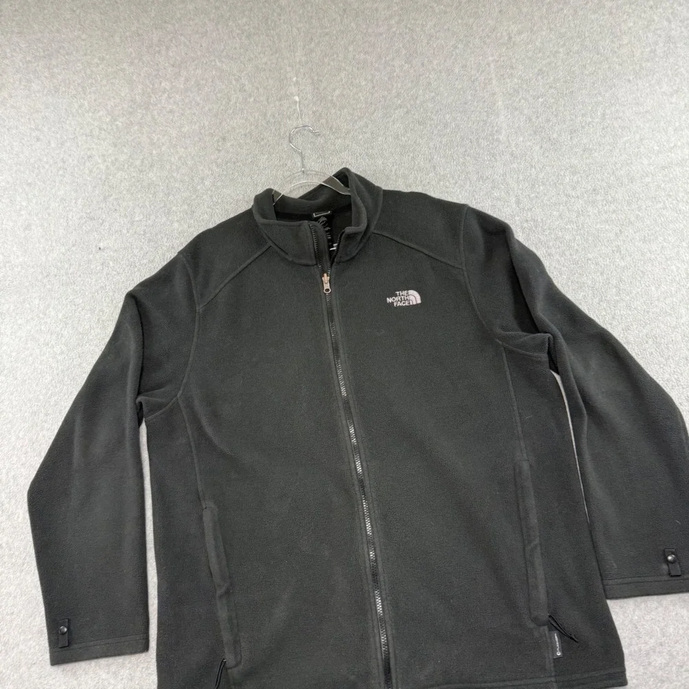 The North Face Fleece Jacket Mens XL Black Full Zip Embroidered Logo Outdoor